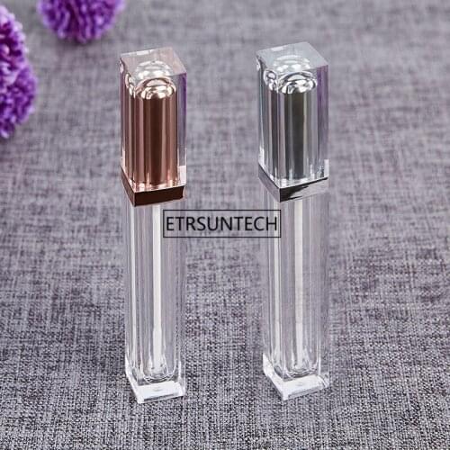 100pcs 5ml Square Lip Glaze Tube Empty Bottle DIY High Class New Pattern Silver Gold Cap F2355