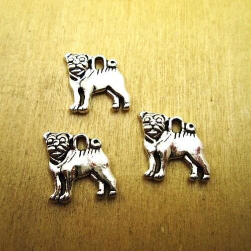 20pcs 15x16mm pug charms silver tone dog charm pendants DIY necklace/ bracelets charms antique silver tone