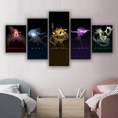 5pcs LOL Game Role Paintings League of Legends Game Poster Artwork Canvas Wall Art Painting for Living Room Kitchen decor