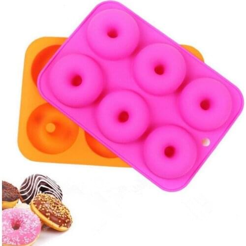 6-Cavity Silicone Donut Baking Pan Non-Stick Mold kitchen cake shop bakeware Tools Reusable LX1547