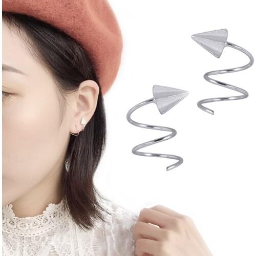 925 Solid Sterling Silver Piercing Spiral Airplane Stud Earrings for Women Party Gift Jewelry pendientes boucle d oreille eh1026