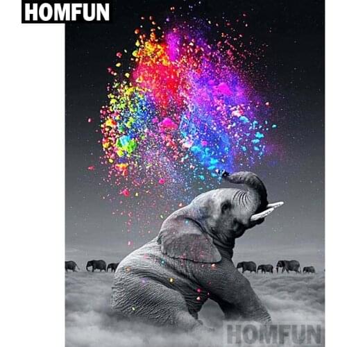 HOMFUN Full Square/Round Drill 5D DIY Diamond Painting "Elephant color" Embroidery Cross Stitch 5D Home Decor Gift A02418