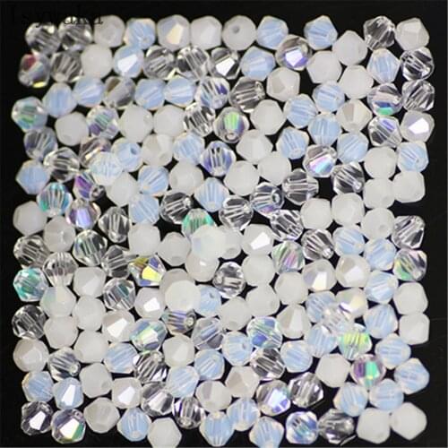 Isywaka White Multicolor 100pcs 4mm Crystal Beads Bicone Stone Jewelry Findings Tassel Lariat Earring Glass Quartz Accessories