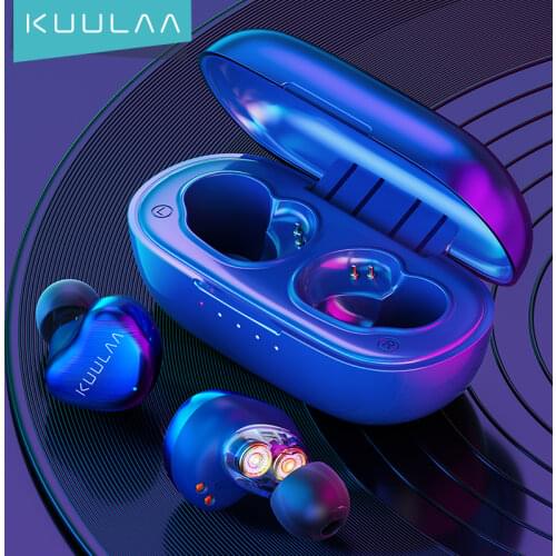 KUULAA Bluetooth Earphones, TWS Double Horn Fingerprint Touch HD Stereo Wireless Headphones,Noise Cancelling Gaming Headset