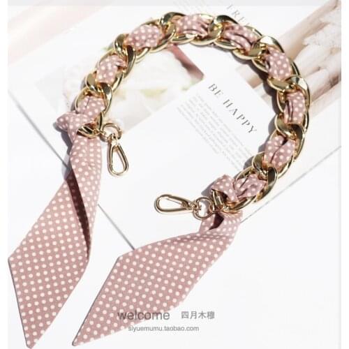 Womens Shoulder Chain Strap Silk Fabric Women Bag Chain Strap High Quality Replacement Crossbody Bags Accessories Obag Handles