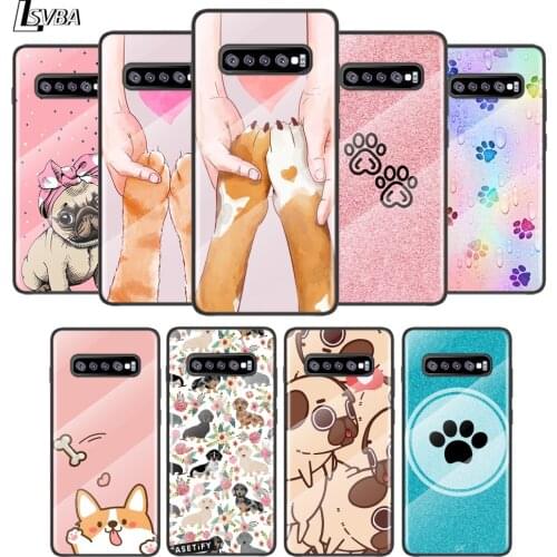 Cute Paw Print Dog For Samsung Galaxy S21 Ultra Plus 5G M51 M31 M21 Tempered Glass Cover Shell Luxury Phone Case