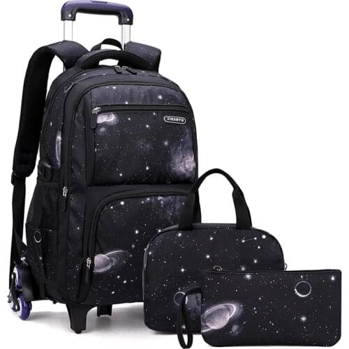 6 Wheels Rolling Trolley Kids School Bags For Kids Travel Rolling luggage Bag SchoolBag Waterproof backpack On wheels mochilas