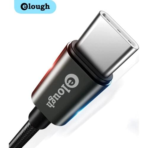 Elough usb type c cable for samsung s9 s8 note 9 8 huawei xiaomi type-c mobile phone charger data fast charging usb cable wire