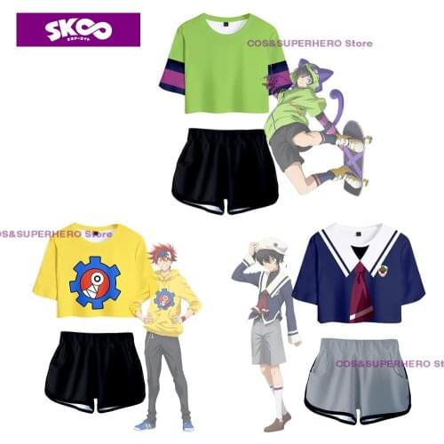 SK8 the Infinity Cosplay Crop Top SK EIGHT Costume Langa Hasegawa Reki Kyan Miya Shorts Belly Tee