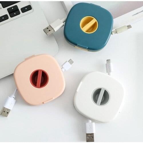 Small Round Wire Cable Clips Organizer Desktop Workstation Clips Cord Management Holder USB Charging Data Line Cable Winder
