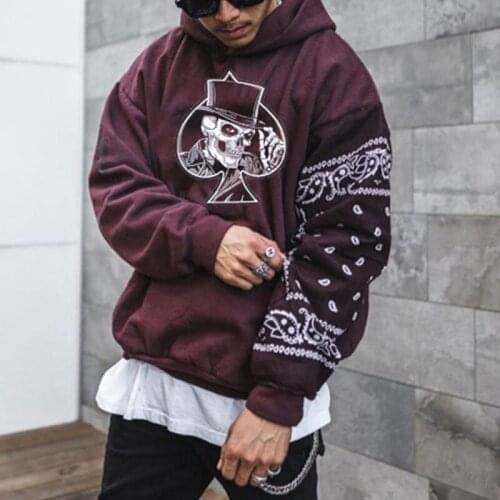 Mens Hooded Poker Sweater Hoodie Autumn Fashion High Street Personality Trend Printing Long Sleeve Sweater Hoodie 2021