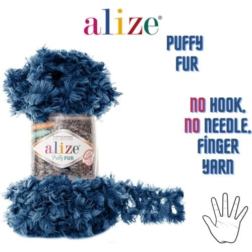 Alize Puffy Fur, Looping Yarn, 100% Polyester, 100 Grams, No Nook, No Neddle, Fantasy Yarn