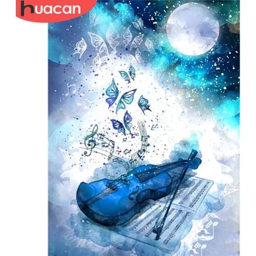 HUACAN Diamond Painting Set Landscape Violin 5D DIY Diamond Embroidery Sale Butterfly Moon Pictures Of Rhinestones Handmade Gift