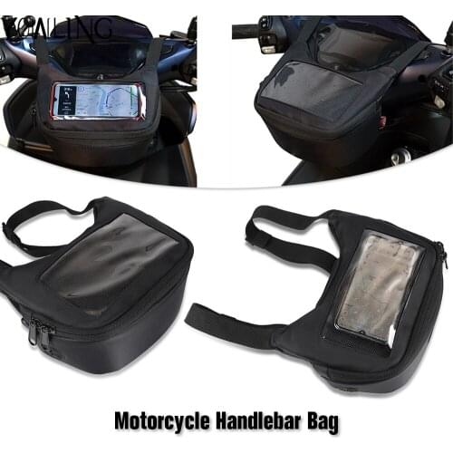 2021 NEW Black Motorcycle Fork Bag Waterproof Motorbike Handlebar Saddle Bag Front Storage Tool Pouch Multi-functional Waist Bag