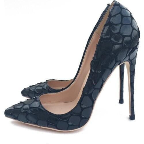 12cm Shoes Sexy Womens Black High Heel Shoes Pointed Toe Apricot Party Stiletto Thin Heels plus size YG025 CHENSIR9