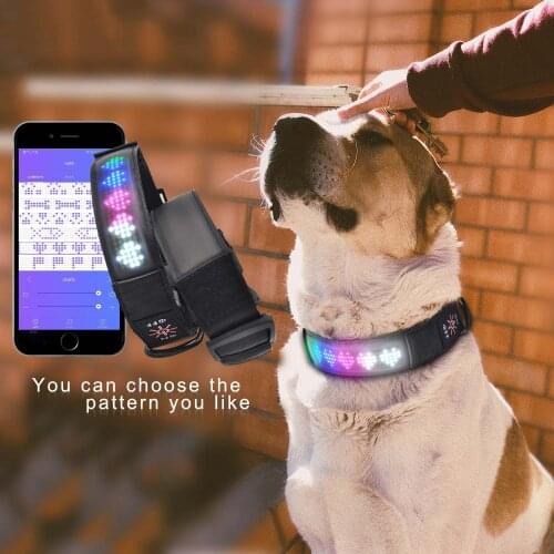 Hi-Tech Display Dog Collar App Control LED luminous Collar for Dogs Anti-lost Custom Text Rolling Necklace Supplies Pet Products
