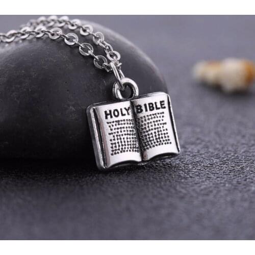 Once Upon a time books Religious Protection Holy Bible Book Bulk Christian Praying Pendant Necklace 2021 Stainless Steel Jewelry