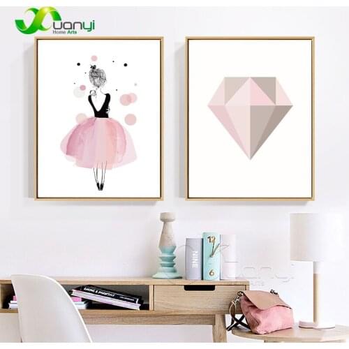 Watercolor Girl Art Poster Nordic Girl Wall Decoraction Canvas Art Painting Nordic Print Girls Room Modular Oil Picture Unframed