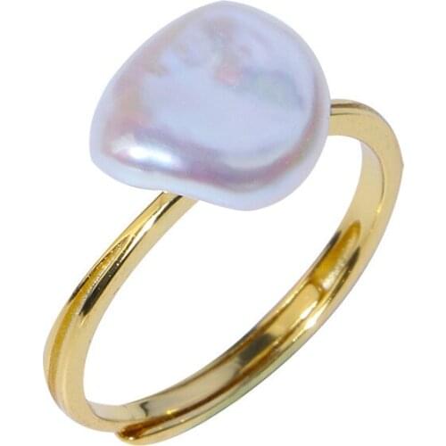 Freshwater pearl white coin/barouqe/oblong s925 Ring wholesale for DIY jewelry one size