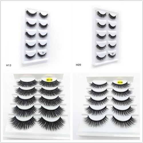 2020 New 50/100 Box5 Pairs Multi 3D Soft Mink Hair False Eyelashes Handmade Wispy Fluffy Long Eyelash Natural Eye Makeup Tools