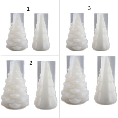 13MC 3D Christmas Tree Silicone Epoxy Resin Mold Multi Colored Fairy Night Lights LED Vase Base Light Christmas Tree DIY Mold