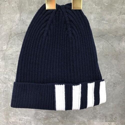 2021 Fashion TB Brand Knitted Hat Winter Warm Beanies Casual Hip Hop Hat Men Women Wool Cotton Elastic Hats Unisex