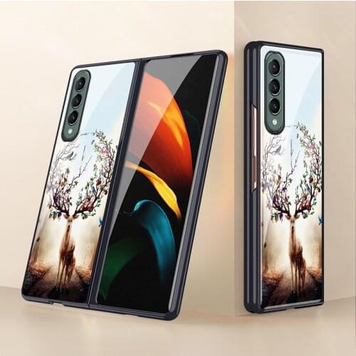 For Samsung fold3 mobile phone case glass plating fold3 protective cover folding screen beautiful girl silver Phnom Penh