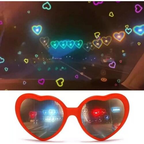 2021 Heart Shape Special Effect Glasses Flower Shape Party Eyewear Night Light Change Fashion Birthday Magic Sun Glasses