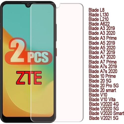 2-1Pc Glass For ZTE Blade A31 A51 A7s A7 A622 A5 A3 2020 2019 Lite Cover Film ZTE Blade L210 L130 L8 V2020 V2021 V10 10 20 Glass