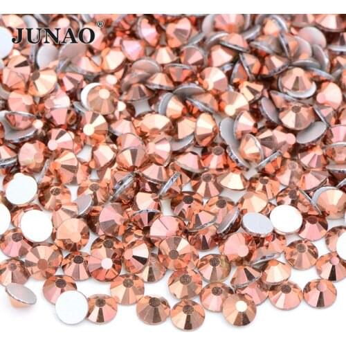 JUNAO SS6 10 12 16 20 30 Rose Gold Non Hot Fix Rhinestones Glass Crystal Diamond Flat Back Glue on Strass Nail Art Stones Crafts