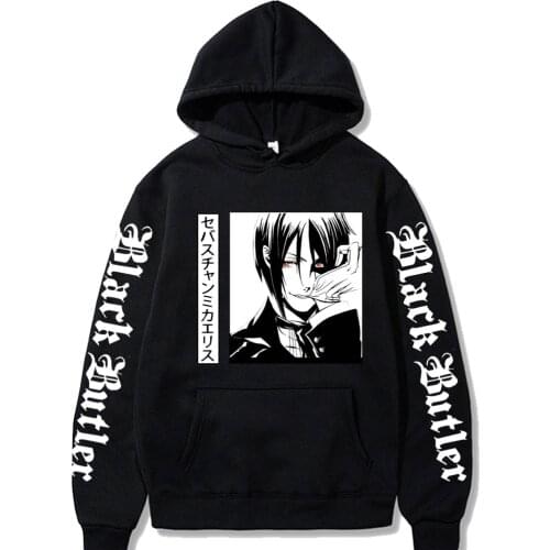 Japan Anime Black Butler Print Men Hoodies Sweatshirt Hip Hop Streetwear Pullover Hoody