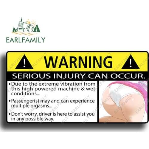 EARLFAMILY 13cm x 6.7cm for Sexy Boat Vibration Warning Car Stickers Campervan Decal Motorcycle Waterproof Sunscreen Vinyl Decor