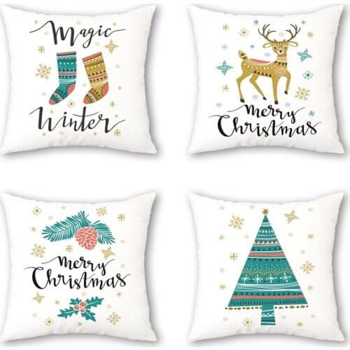 1pc Christmas Tree Deer Socks Throw Pillow Cute Merry Christmas Cushion Cover Car Home Sofa Decorative Pillowcase for home