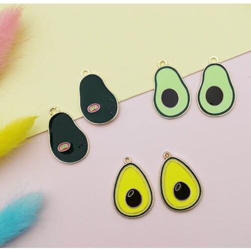 10pcs 27*17mm enamel avocado charms fruit for jewelry making earring pendant bracelet and necklace charms