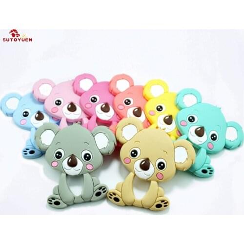 Sutoyuen 2PC BPA Free Silicone Koala Teether Pendant Baby Nursing Teething Jewelry Accessories Diy Silicone Teether Necklace