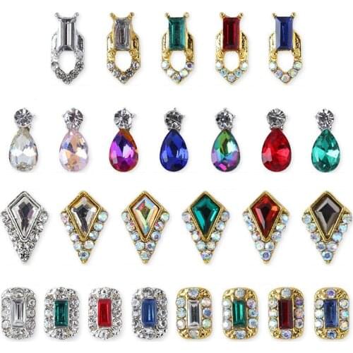 20pcs/lot 3D Alloy Glass Rhinestones Metal Manicure Nail Accessories Nail Art Decorations Nail Charms nail jewelry nail supplies