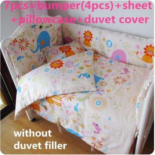 6/7PCS 100% cotton baby bedding sets,duvet cover kit de berço ,bedding sets for crib set Crib Protection Pad 120*60/120*70cm
