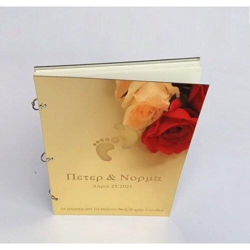 A4 Size Personalized Engravced Acrylic Mirror Wedding Guest Book Signature Front Cover Bride Groom Bride Name Party Gift Favor