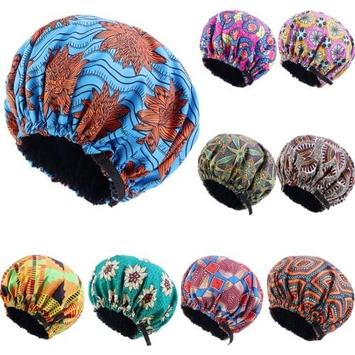African Pattern Ankara Print Bonnet Women Night Sleep Cap Satin Lining Soft Extra Large Head Wear Ladies Headwrap Hair Care Hat