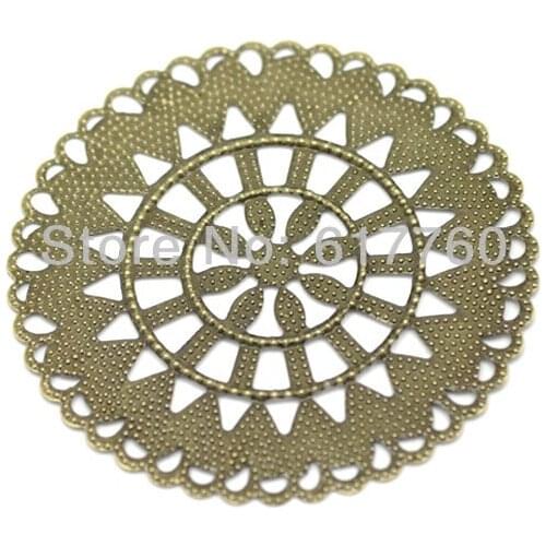 Free shipping-20Pcs Antique Bronze Filigree Round Wraps Connectors DIY Jewelry Findings 5.5cm(2-1/8") J0587