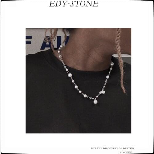EDY 2021 New Hip Hop Punk Asap Rocky Same Style Trend Shell Beads Pearl Necklace For Women Men Girls Party Rap Jewelry Gift