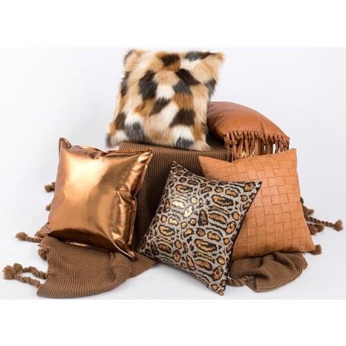 Pillowcase Animal Pattern Combination Printing Pattern Sofa Cushion Cover Polyester PU Material Personality Fashion Pillow Case