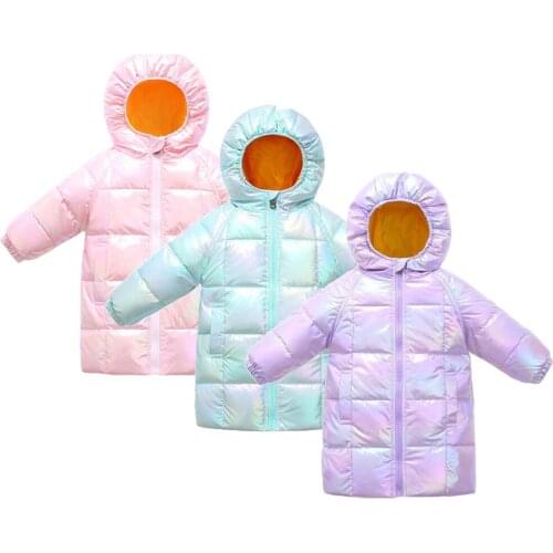 Kids Long Style Hooded Down Coat for Chidren Winter Parka Outerwear Kids Warm Snowsuit Zipper Down Jacket Kids Clothing
