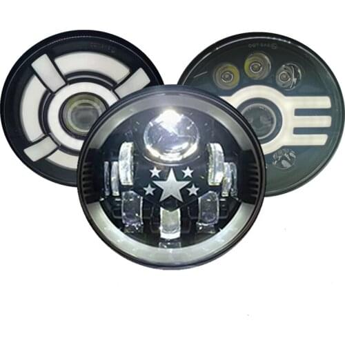 Black 7'' LED Motorcycle Headlight for Yamaha Touring Electra Street Glide Road King 7'' Moto Headlamp for Jeep Wrangler 4x4