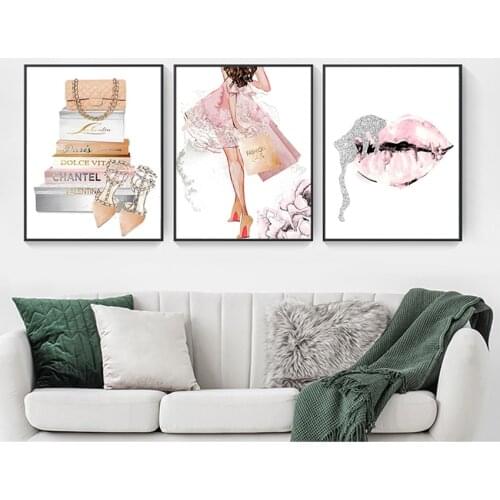 Pink affiche perfume s and prints canvas painting wall art decoration pictures for home design nordic peinture