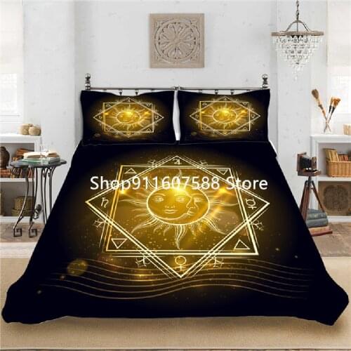 The Sun Moon Stars Mandala Bedding Set Comfortable Duvet Cover Black Comforter Cover Set Bed Linens Twin Full Queen King Size