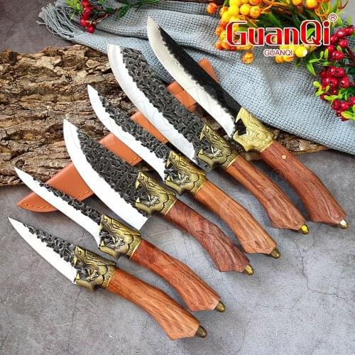 Forged Stainless Steel Butcher Knife Chef Cleaver Knife Outdoor Hunting Knife Handmade Boning Knife Fishing Knife Kitchen Tools