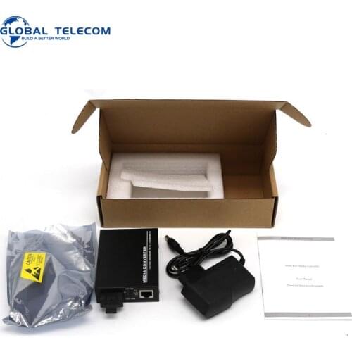 Media converter 10/100/1000Mbps singlemode 1fiber port 2rj45 fiber optic media converter
