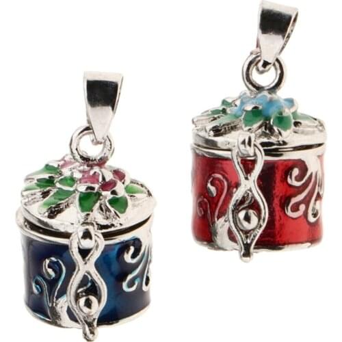2 Pieces Lovely Enamel Flower Cremation Keepsake Urn Pendant fir Necklace Keyring Box Mini Casket