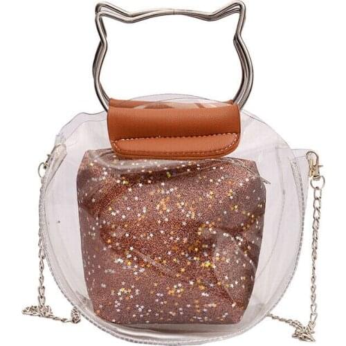 Fashion Women Bags Clear Bag PVC Satchel Handbag Shoulder Bag Tote Messenger Crossbody Bags Bolsa Feminina /BY